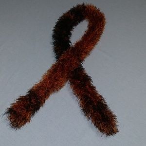 Homemade Scarf. Orange & Black Funfur. 68"x4"